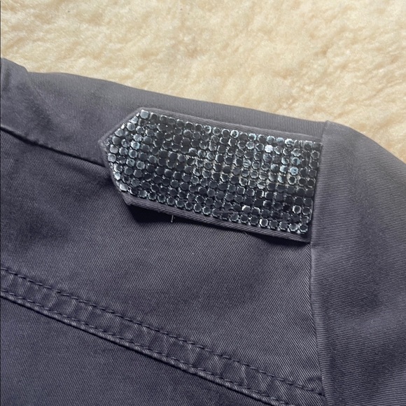 Lane Bryant cotton military style jacket with cinch drawstring sparkle EUC - Picture 3 of 11